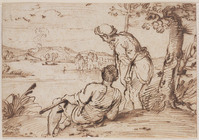 A 047
<br/>
Twee mannen aan de oever van een meer
<br/>
<em>Carracci, Annibale (1560-1609)</em>